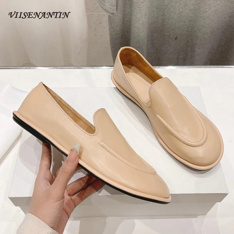 

Spring Summer Hot New Flats Heel Loafers Women Single Shoes Round Toe Slip on Simple Design Comfort Casual Walking Shoes Females