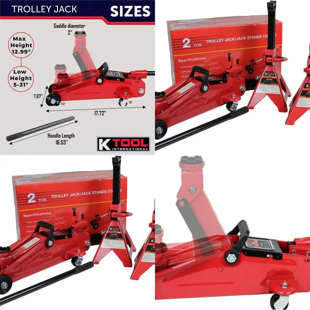 

Домкрат гидравлический напольный усиленный, 2 тонны (4000 фунтов), с опорами, диапазон подъема 5-1/8-13 дюймов, для авторемонта