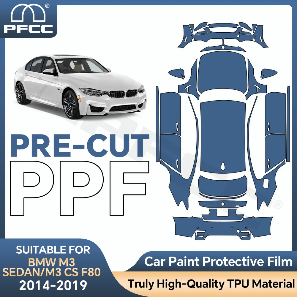 For BMW M3 Sedan F80 2014-2019 Precut TPU Paint Protection Film PPF 8.5Mil Clear Bra Full Vehicle Transparent Car Accessories