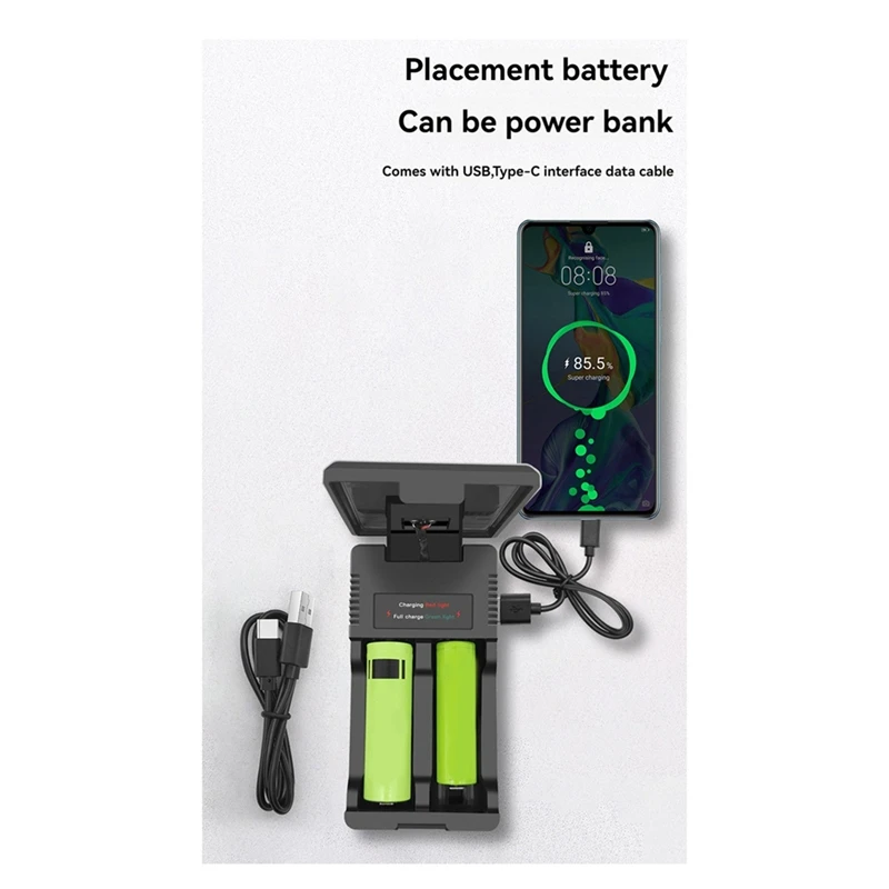 

Зарядное устройство для солнечной батареи, 2-слотовое зарядное устройство, чехол Powerbank, чехол для зарядки литиевой батареи для 18650 21700, аккумулятор-ABFB