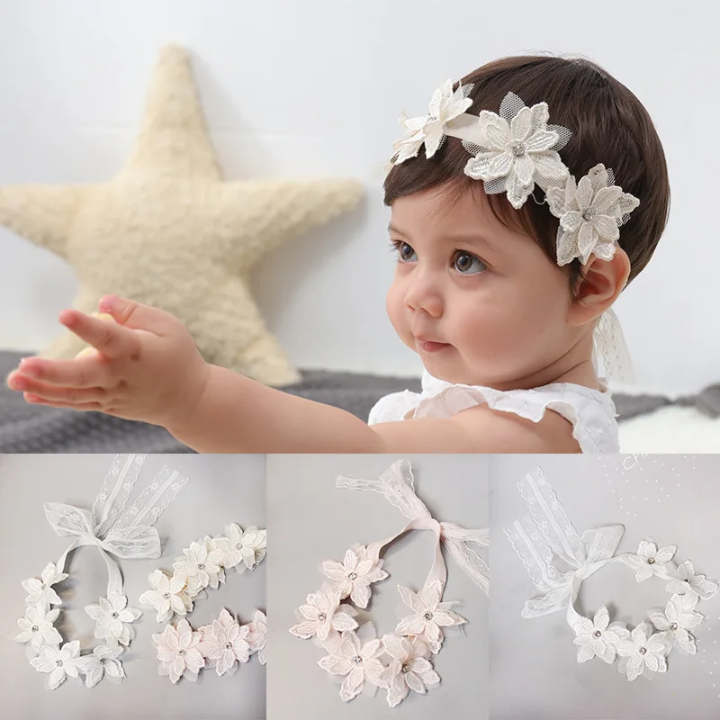 

Cute Lace Floral Newborn Baby Headband Headwear Grosgrain Elastic Hairbands Girls Kids Hair Accessories Photo Props