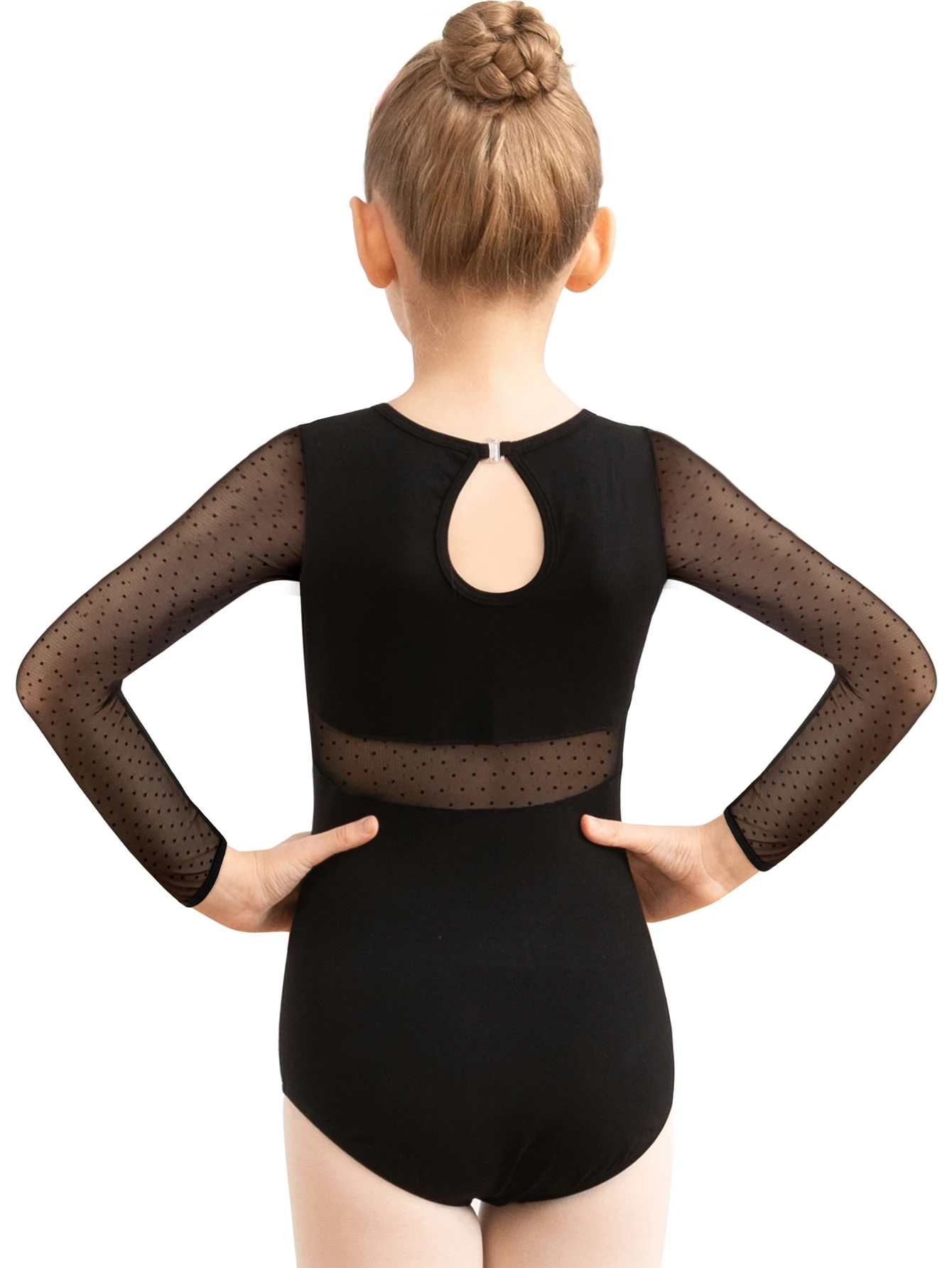 الفتيات قطرة الماء الجوف الظهر طويلة الأكمام رداء رقص الباليه طفل الخصر شبكة الجمباز ملابس الاطفال Dancewear أكتيفيوير