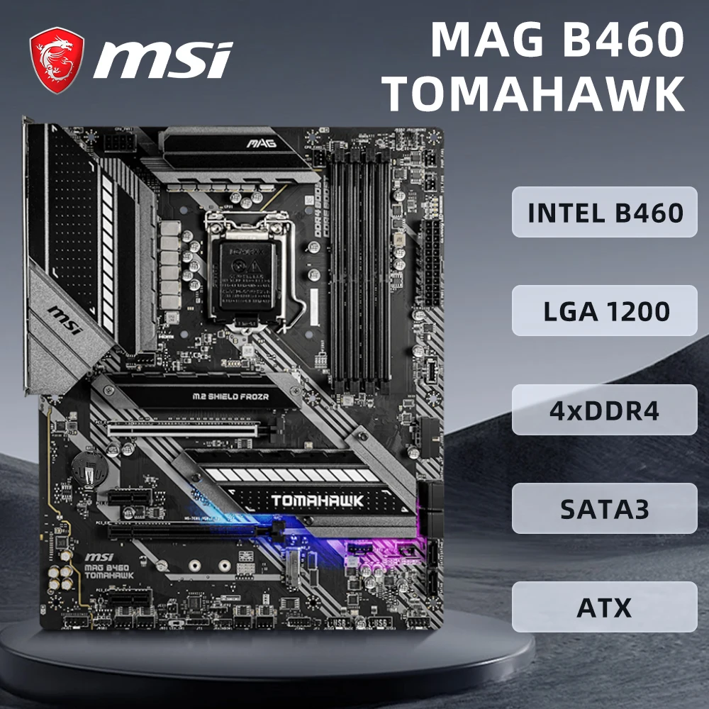 

MSI MAG B460 TOMAHAWK Motherboard Support LGA 1200 i9-10900K i7-10700K i5-10600K i3-10100 Intel B460 Chipset 4xDDR4 PCIe3.0 ATX.