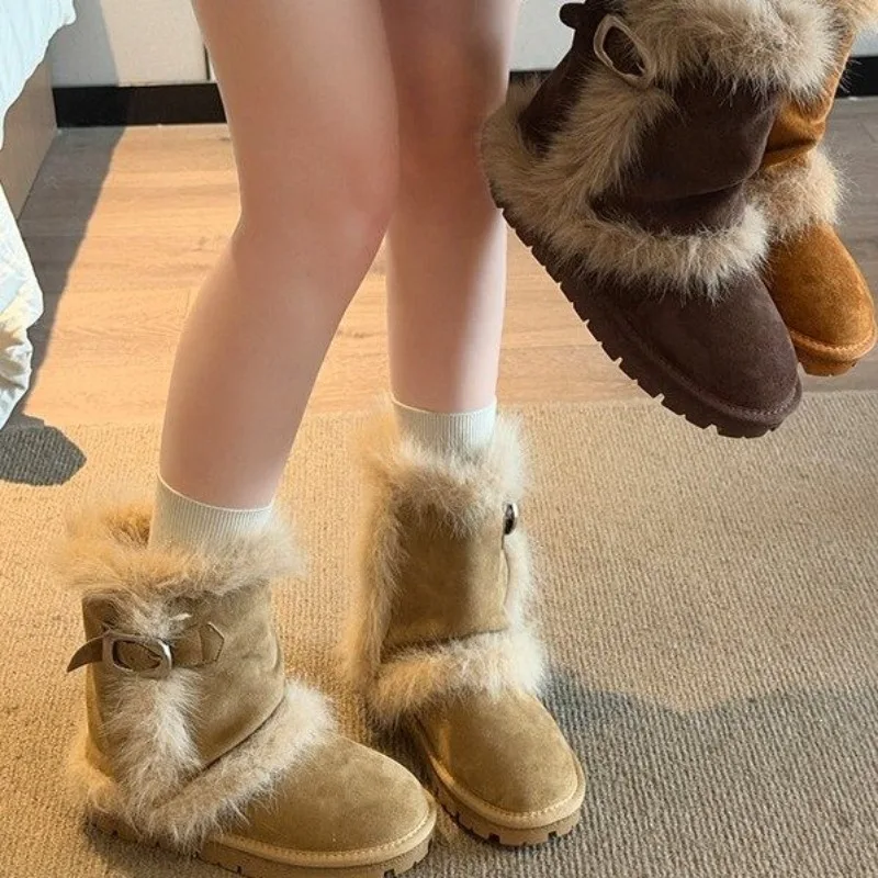 Fur Women Snow Boots Fashion Platform Shoes Warm New Casual Sport Shoes 2026 Winter Sneakers Ankle Boots Walking Mujer Botas