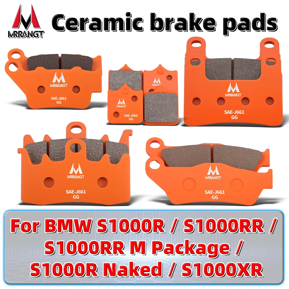 

MRRANGT Motorcycle Ceramic Brake Pads Kit for BMW S1000 Series R , RR , XR , M Package , Naked, Front Rear Set