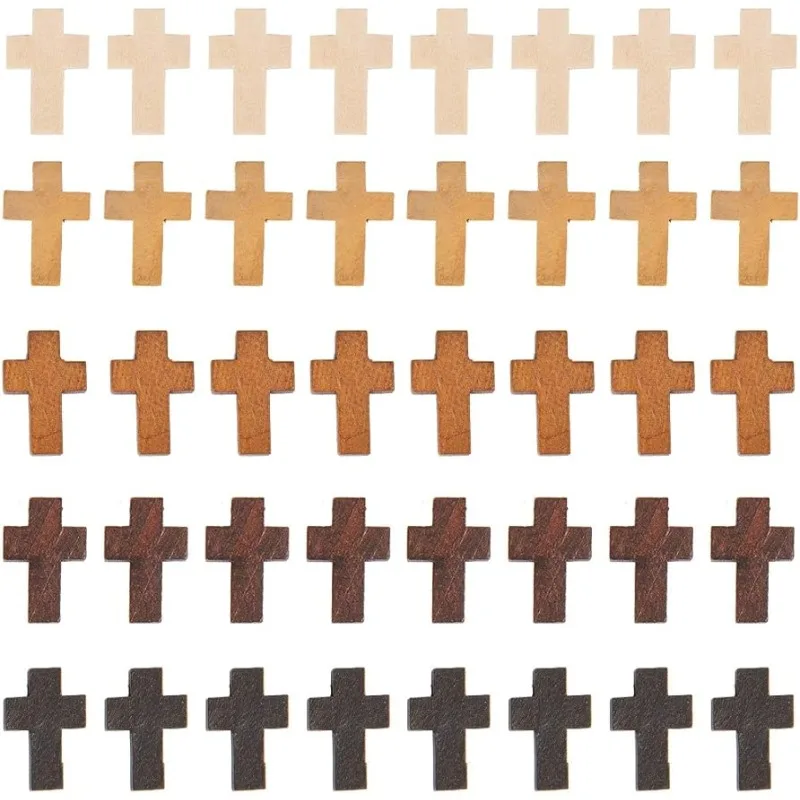 60 Stück 5 Farben Holz-Kreuz-Anhänger Ostern Feiertage Holz kleine Kreuz-Charms-Anhänger für Partygeschenke Ostern