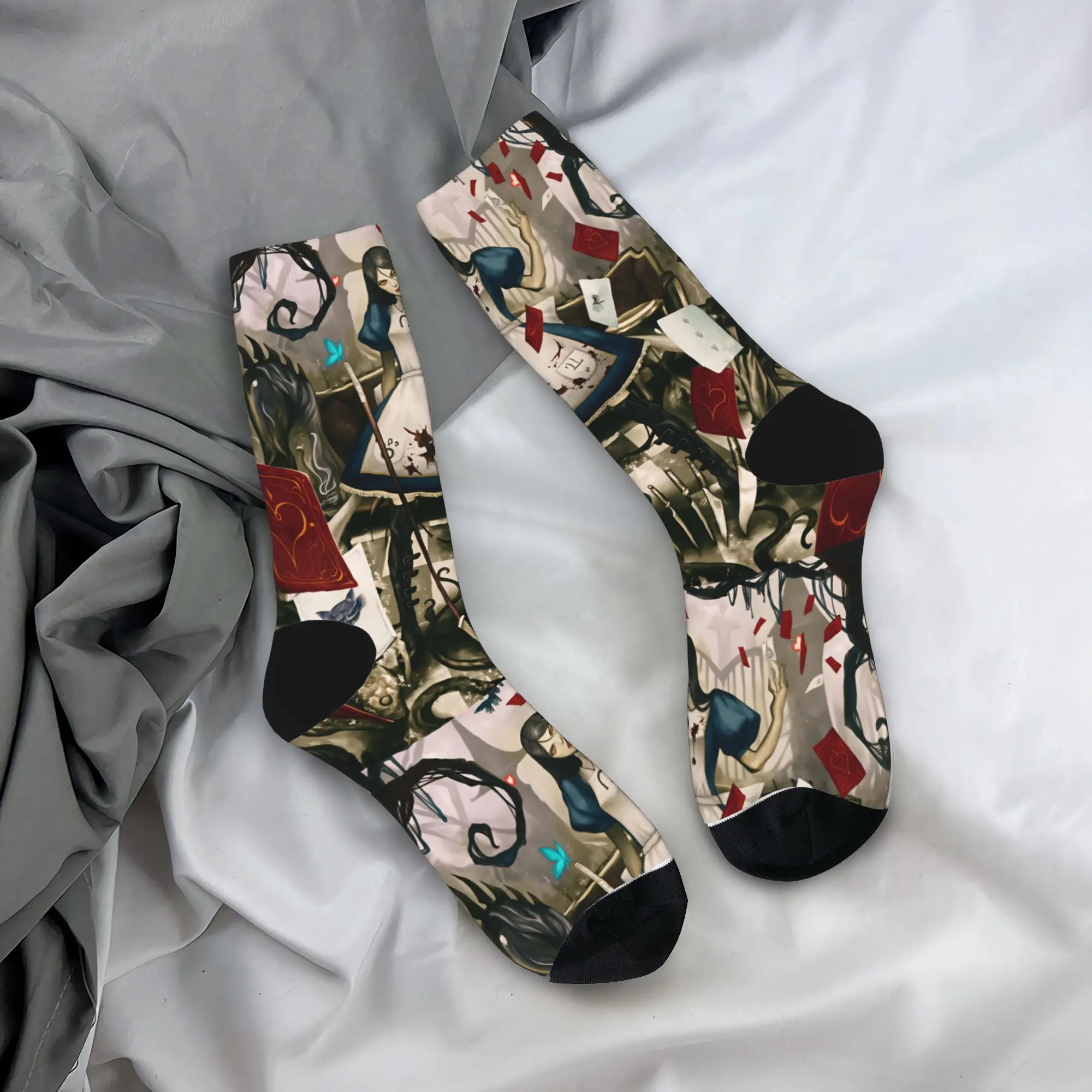 

Couple Socks Game A-Alice Madness Returns Stockings Autumn Funny Breathable Socks Design Running Sports Non Skid Socks