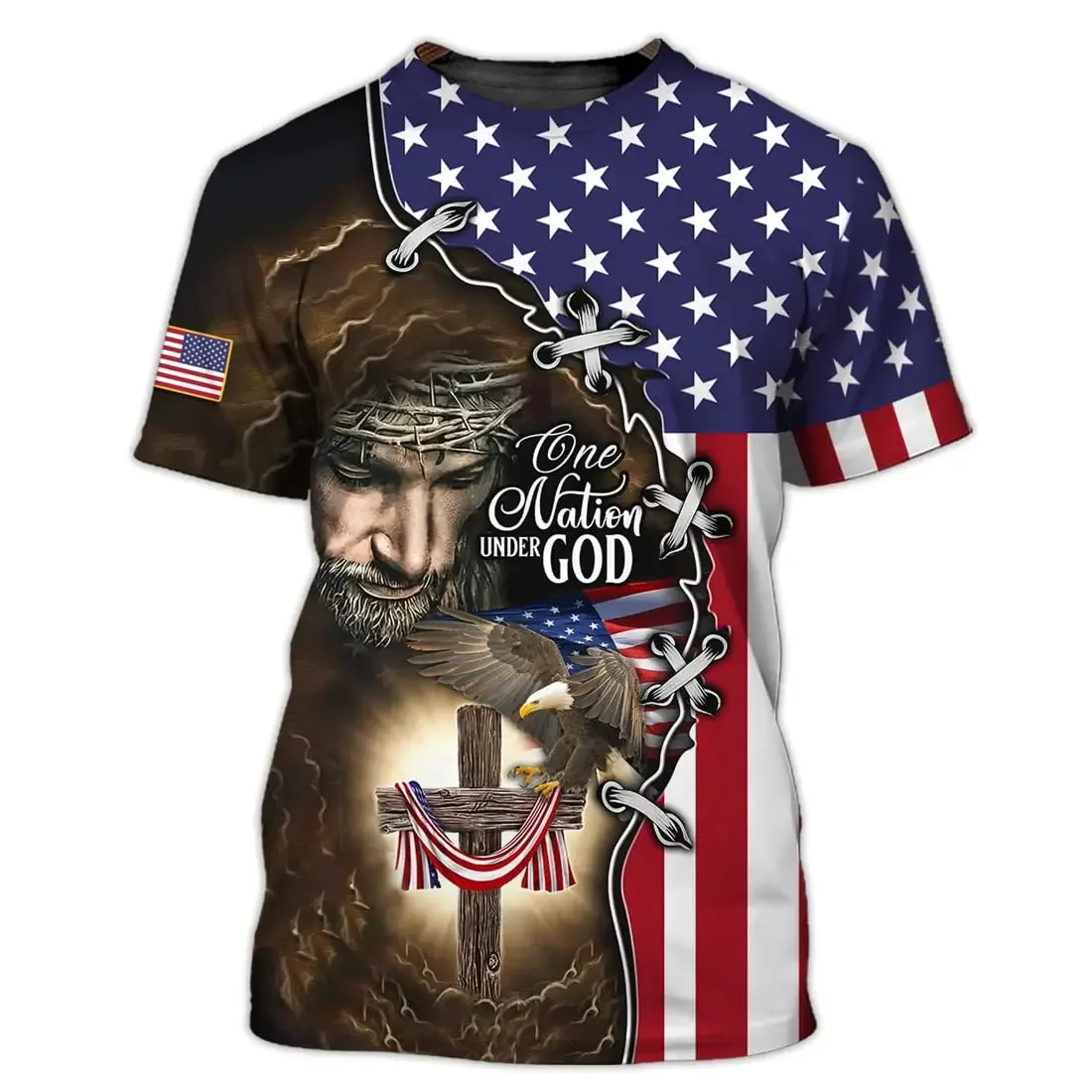 Eagle T-Shirt for Men 3D Printed Patriot Flag Sports Run Street Features Tops Oversized Garment