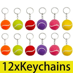 12Pcs Tennis Keychain Purse Charm Football Key Chain Ball Sack Keychain Sports Tennis Ball Keyring Sports Keychains