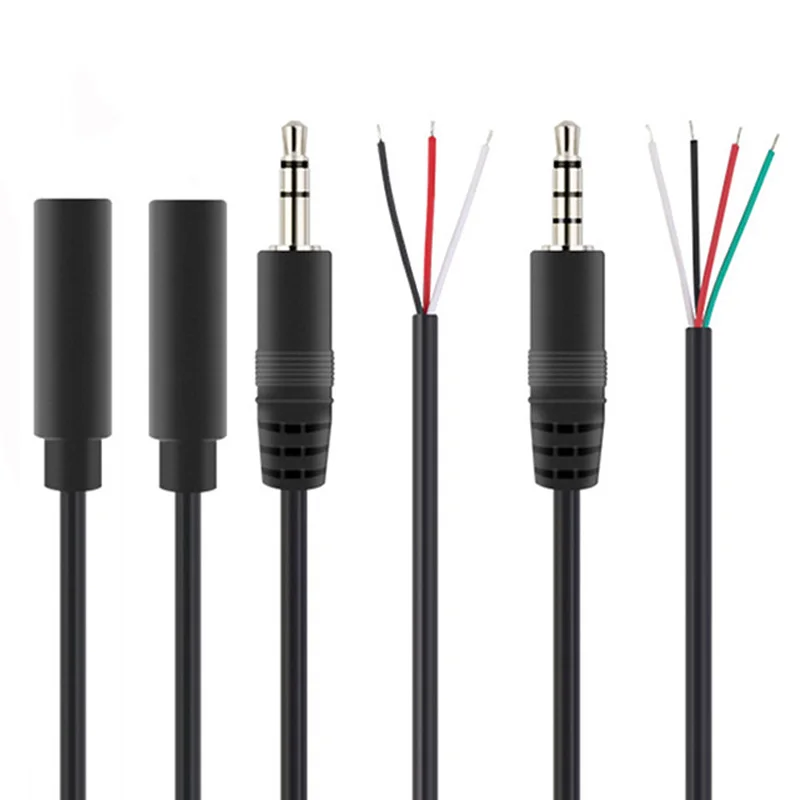 5PCS 3Pin 4pin AUX Male Female Connector Audio Extension Cable Head Line 3.5mm Stereo DIY Cable Core Wire A1