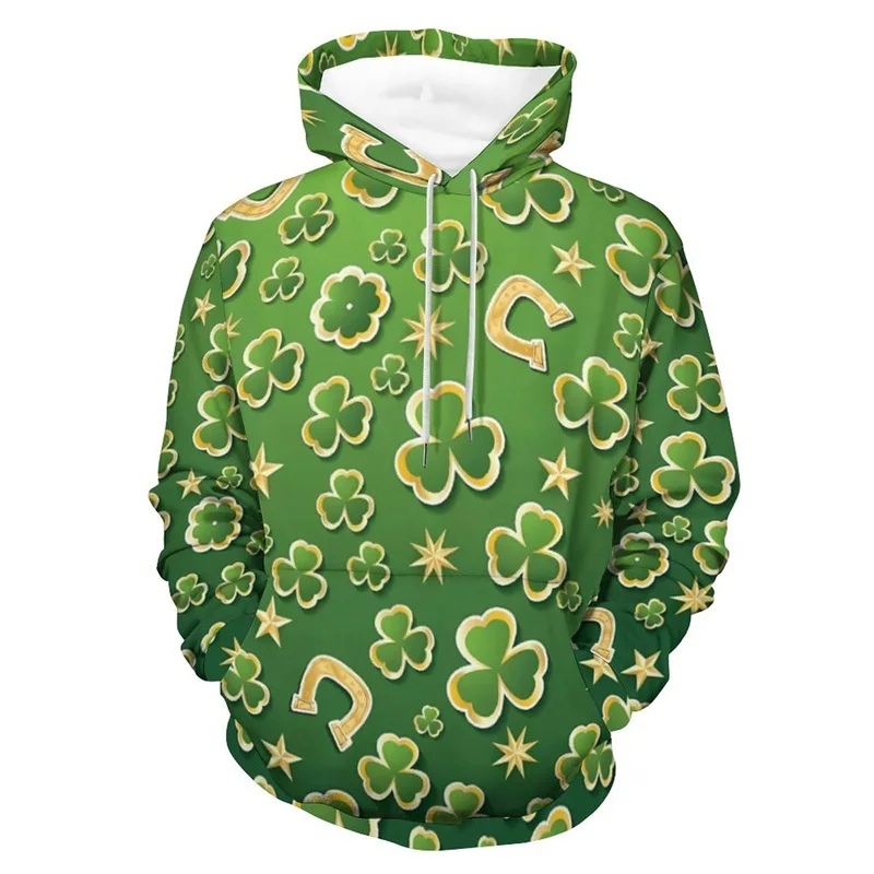 Men's Saint Patricks Day Hoodie New In Casual Sports Pullover Sweatshirts Clothes Oversized Long Sleeve Sport Tracksuit For Men