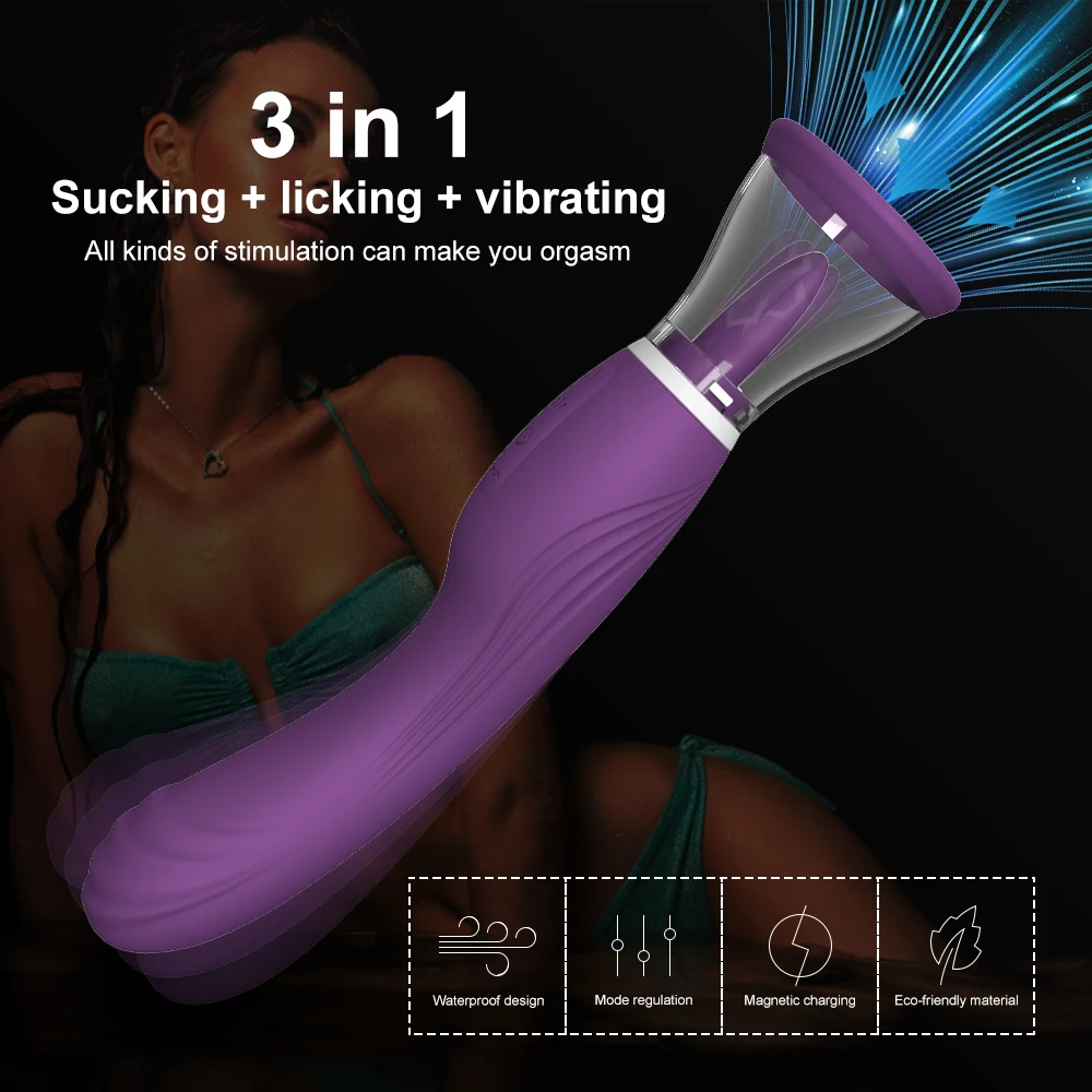 Clitoris Licker Tongue Vibrator Nipples Stimulator Orgasm Vagina Sucking Massager Sexy Toys For Women Female Masturbator