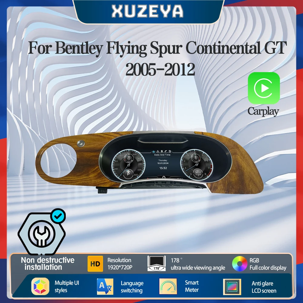 

Digital Instrument Cluster For Bentley Flying Spur Continental GT 2005-2012 CarPlay Speedometer Dashboard virtual cockpit