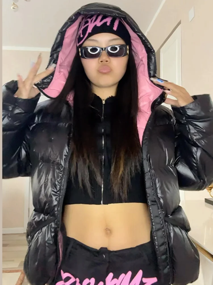 

Winter Solid Thicken Padded Cotton Jacket Casual Stand Collar Zipper Long Sleeves Warm Loose Coat 2025 NEW Lady Daily Streetwear