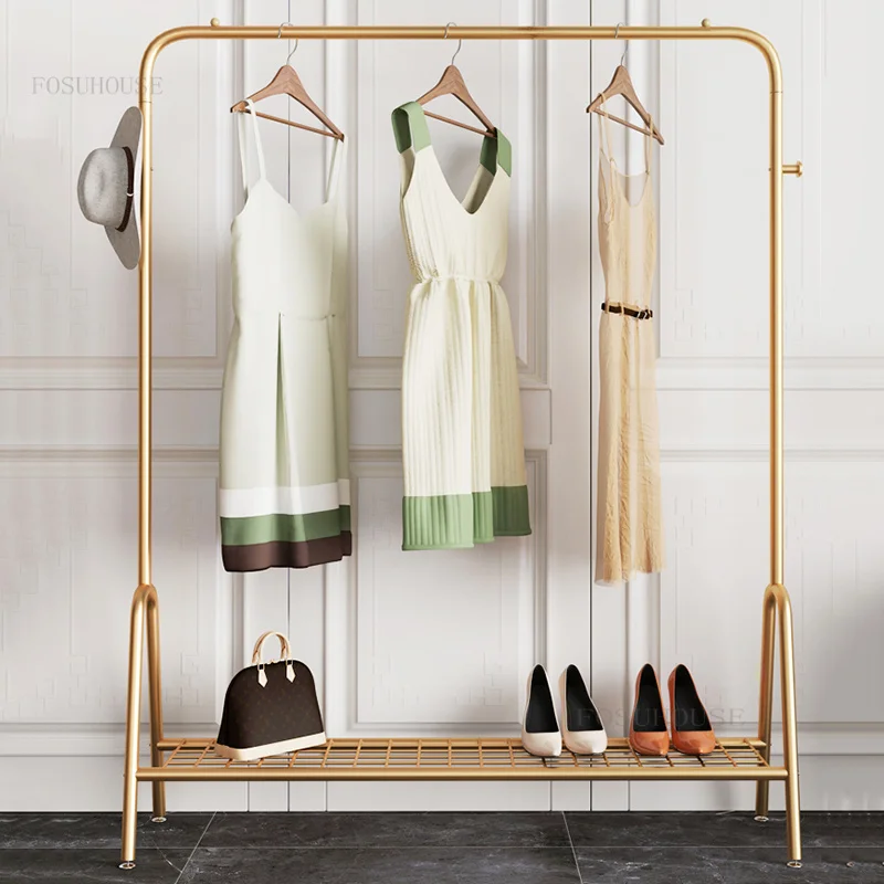 

Wrought Iron Living Room Furniture Coat Racks Modern Simple Student Dormitory Clothing Rack Bedroom Hotel Villa Standing Hangers