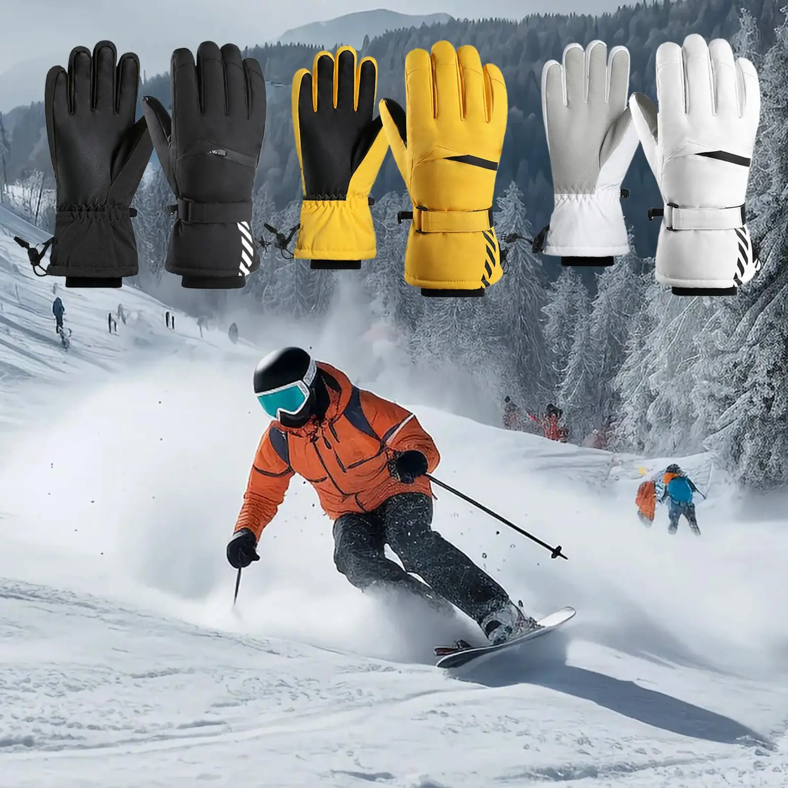 

1 пара зимних перчаток, варежки для холодной погоды, водонепроницаемые ветрозащитные перчатки с сенсорным экраном для женщин и мужчин, зимние лыжи на открытом воздухе