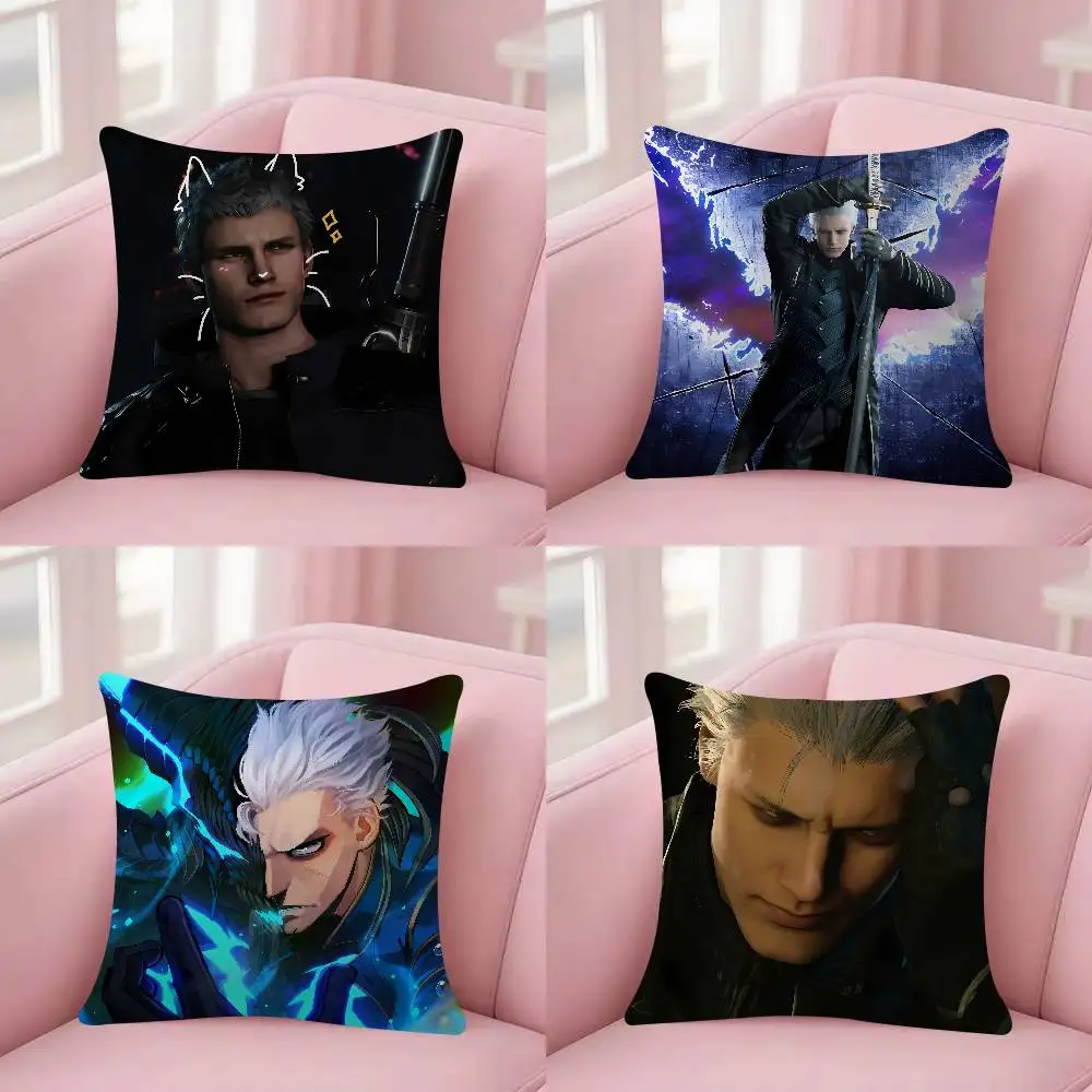 Games Cool D-Devil May Cry Vergil Icon Pillow Case Plush Fabric Soft Double Sided Print Sofa Cushion Cover Throw Pillow Covers
