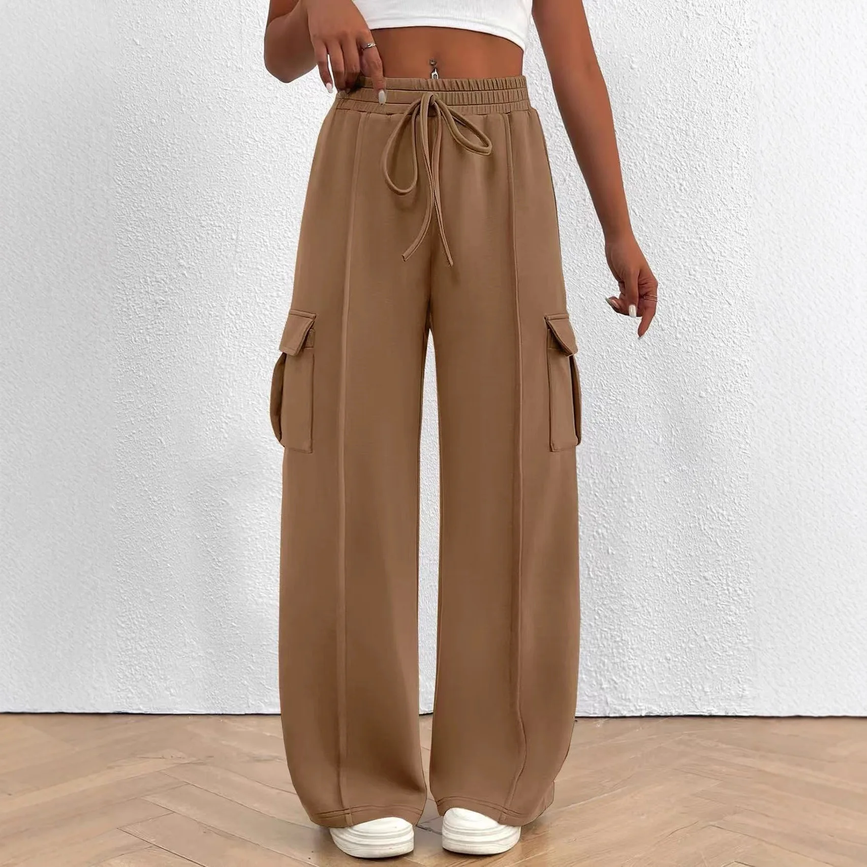 Women's Sports Pants Loose Wide-leg Casual Pants for Autumn Winter  Suitable for Leisure Exercise and Jogging  with Pockets