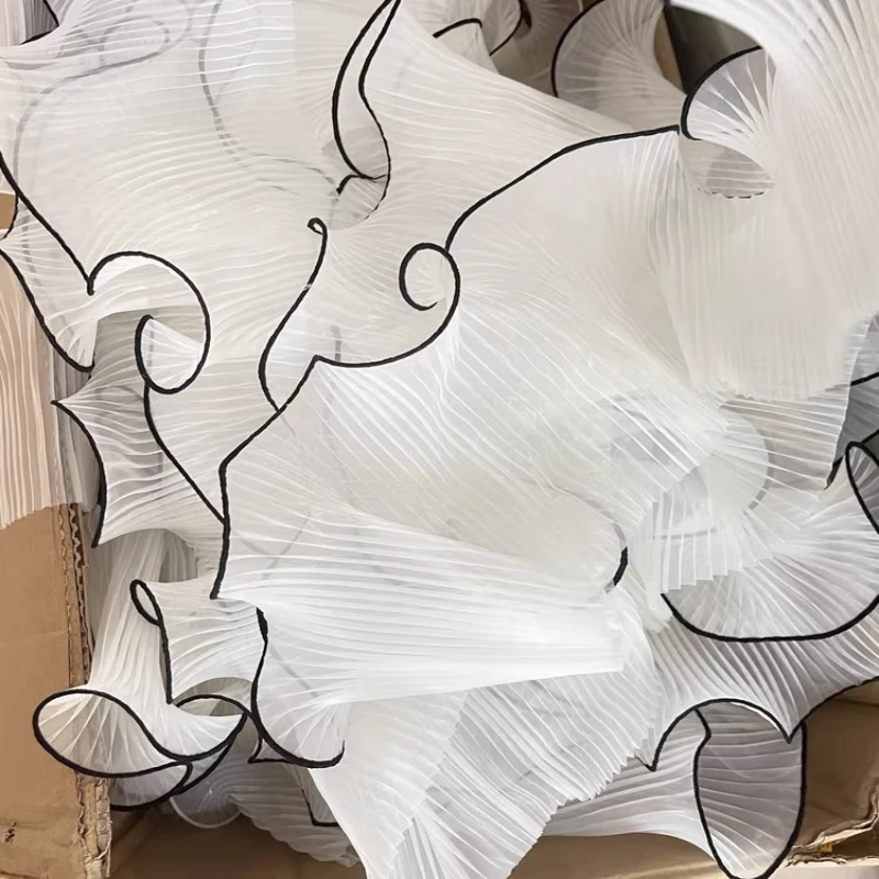 Embroidered Flower Organza Lace Fabric Trim Ribbon, DIY Sewing Ruffle Applique, Collar Fringe, Wedding Decor White Black Edge