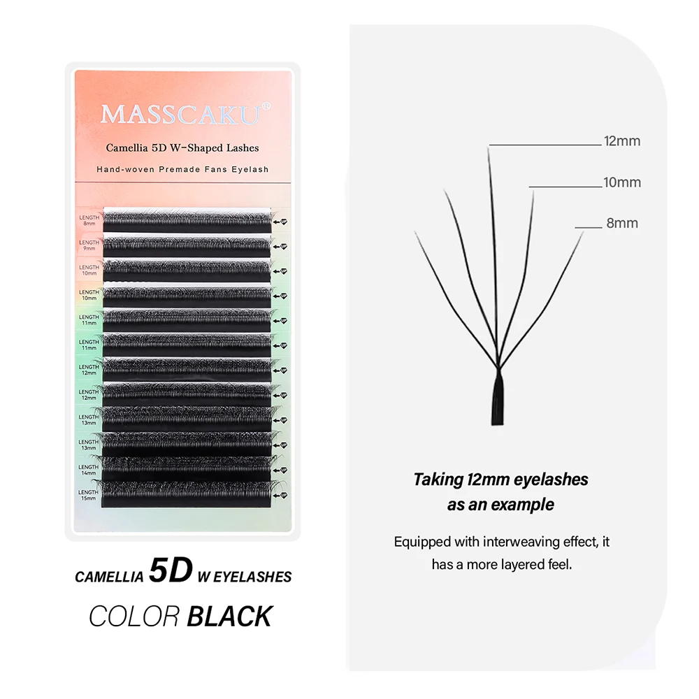 Heißer Verkauf Camellia 4D/5D W Wimpern C D Curl Einfach zu tragende Wimpern Handgefertigte automatische Blumenwimpernverlängerung von MASSCAKU – Detail 7