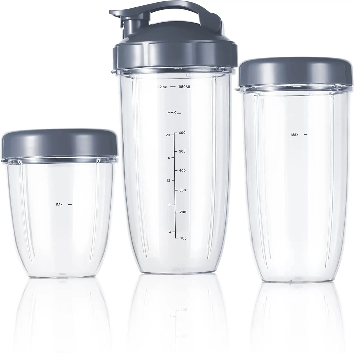 

18/24/32oz Replacement Cups Kit with Flip-Top To-Go Lid and Stay-Fresh Lid Compatible with NutriBullet 600w&Pro 900w Blenders