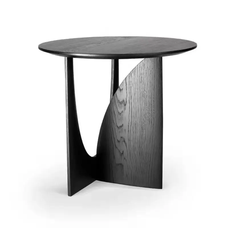 Versatile Solid Wood Edge Retro Geometric Sofa Coffee Corner Table Reasonable Height Apartment Household Creative Round Tables