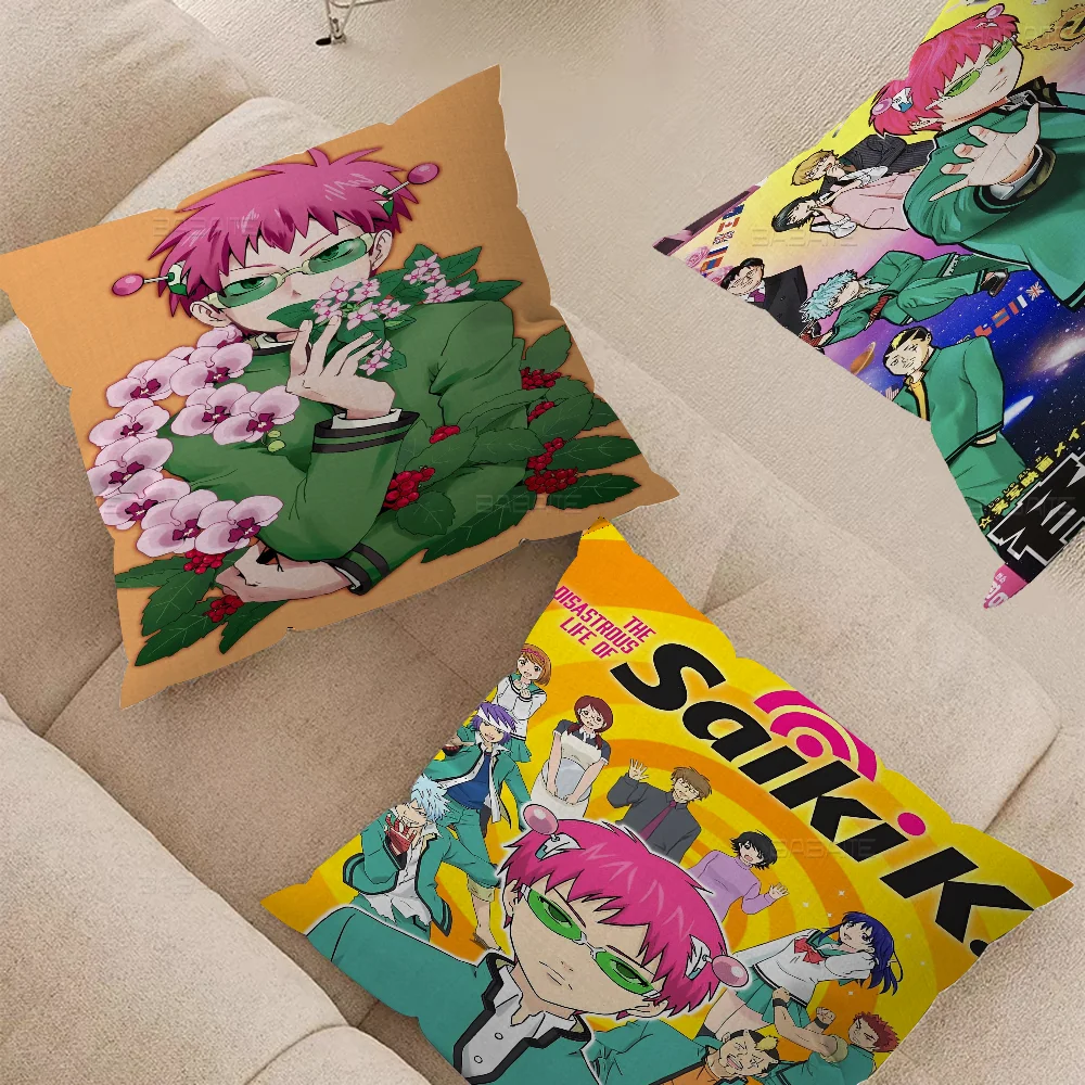 Anime Disastrous Life Of Saiki Cushion Cover Pillowcase Upholstery Sofa Throw Pillow Home Decor Pillowcas