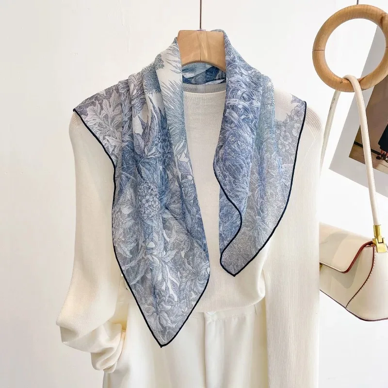 

100% Natural Silk Scarf Square Female Fashion Beach Pashmina Bufanda Women Shawl Wraps Bandana Ladies Scarves Foulard Echarpe