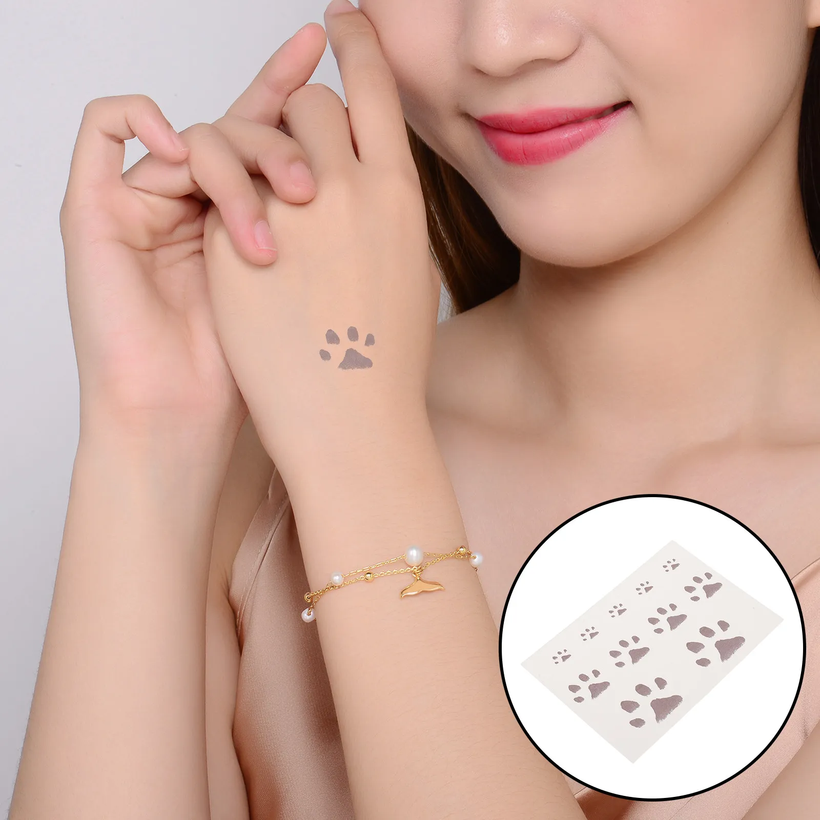 

20Pcs Cat Paw Temporary Tattoos Temperature Color Change Stickers Heat Sensitive Body Art for Wrist Neck Ankle Cute Cat Lover