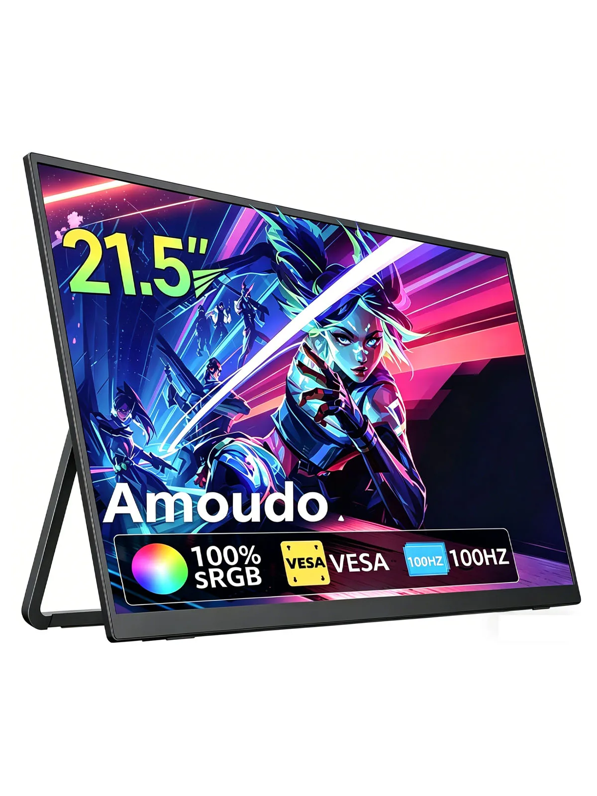 Amoudo 21,5 cala 1080P 100Hz Przenośny Monitor Kompatybilny z VESA, Szerokokątny Przenośny Monitor Dodatkowy — 2