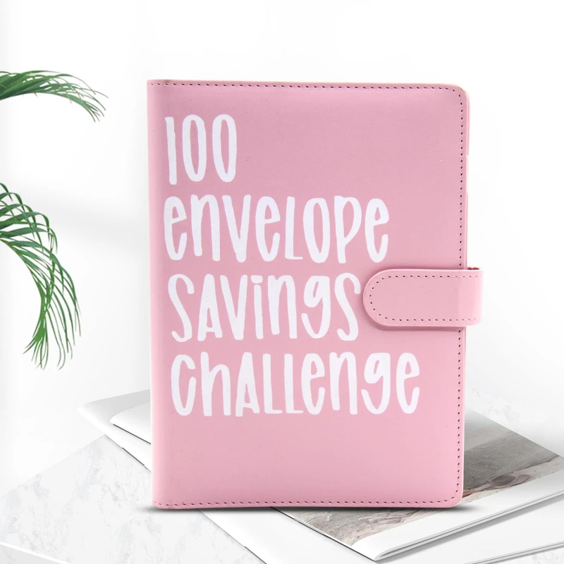 100 Day Couple\'s Challenge PU Leather Loose-leaf Journal Notebook  Savings Book Magnetic Buckle Save Money Book Make Money Books