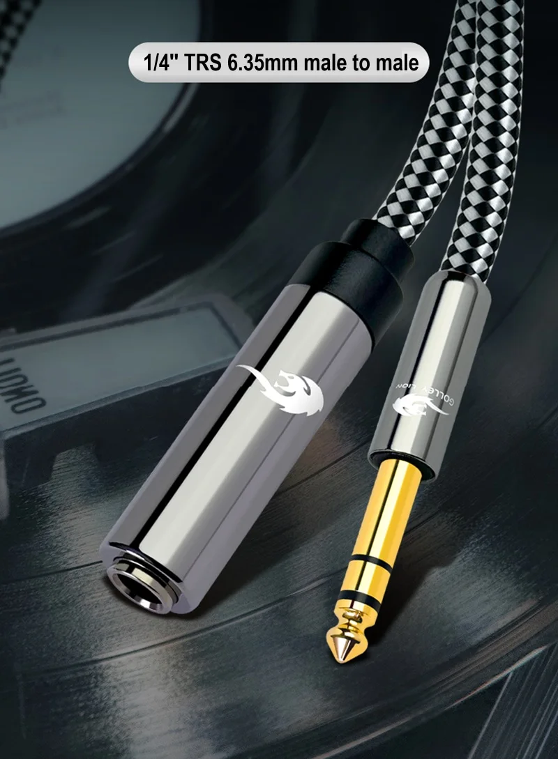 1/4 Inch TRS 6.35mm Male to 6.35mm Female Stereo Audio Cable for Amplifier Mixer Guitar Headphone Shielded Extension Cords
