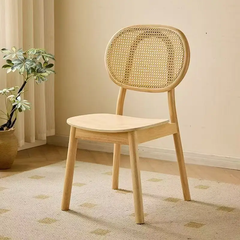 

@#Cheap Nordic Style Upholstered Backrest for Restaurant Bedroom Study Wood Rattan Dining Chair