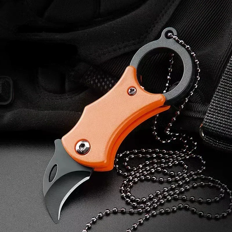 NEUES Mini-Schlüsselanhänger-Taschenmesser aus Edelstahl, Camping-Mini-Messer, tragbares Schälmesser mit feststehender Klinge, Multi-EDC-Werkzeug mit Kette – Detail 3