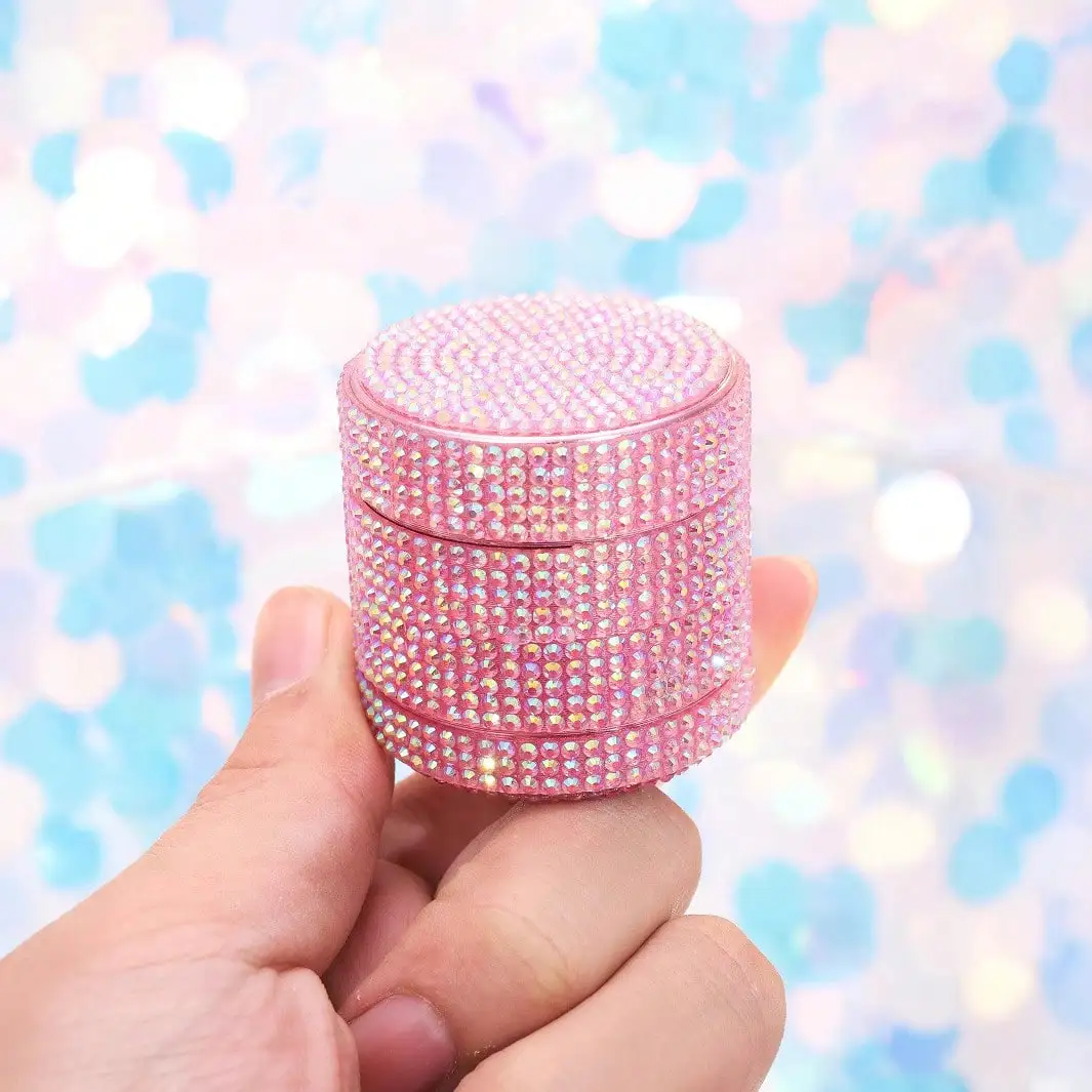 Pink Rhinestone Herb Grinder 4-Layer Bling Crystal Grinder-40mm