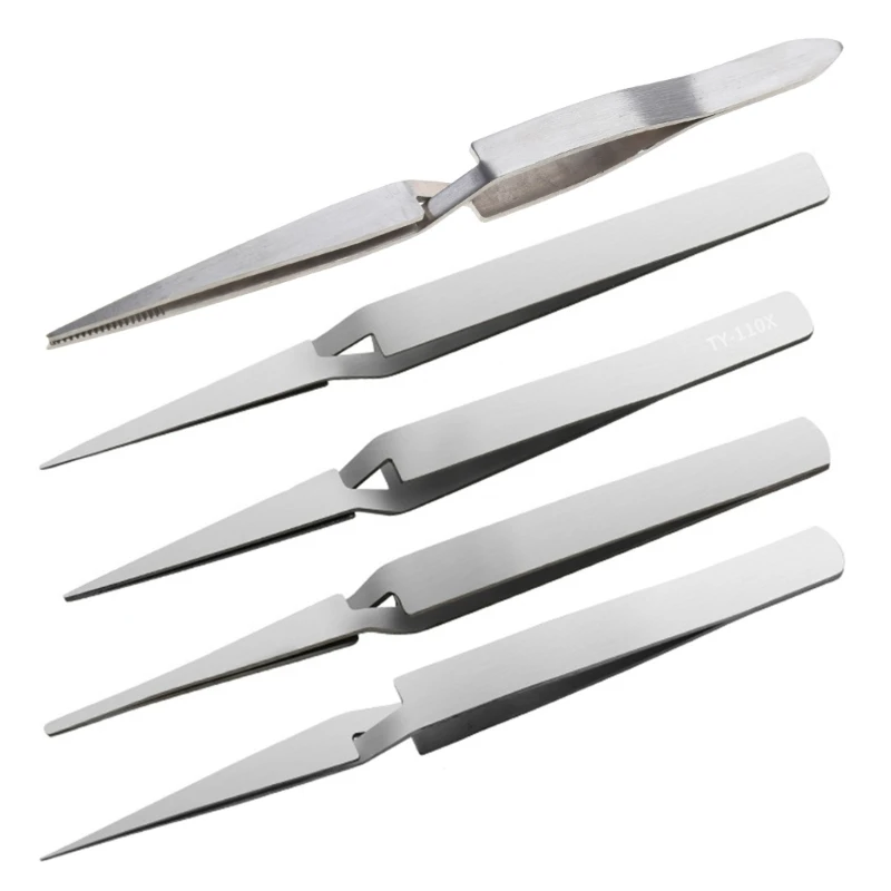 Cross Lock Stainless Steel High-precision Tweezers Reverse Action Tweezers Maintenance Hand Tools for Household KXRE