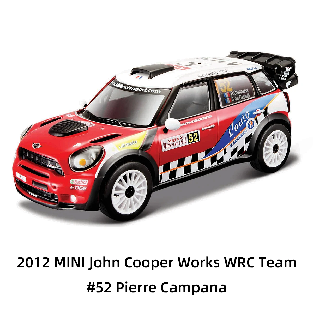 Bburago 1:32 2012 MINI John Cooper Works WRC Team Static Die Cast Vehicles Collectible Model Car Toys