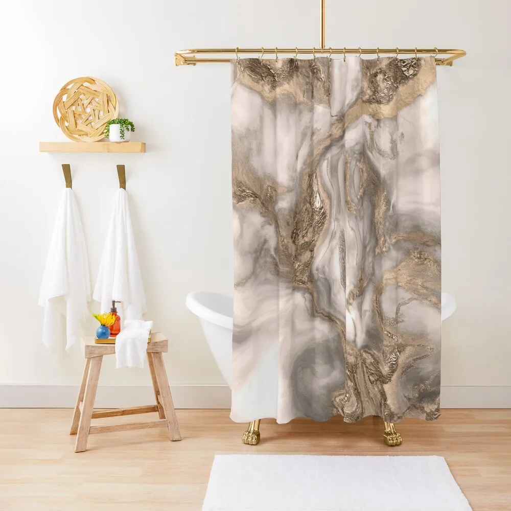 

Liquid marble - pearl and gold Shower Curtain For Bathroom Bathroom Accessory Bathtub Shower Sets For Bathroom Curtain