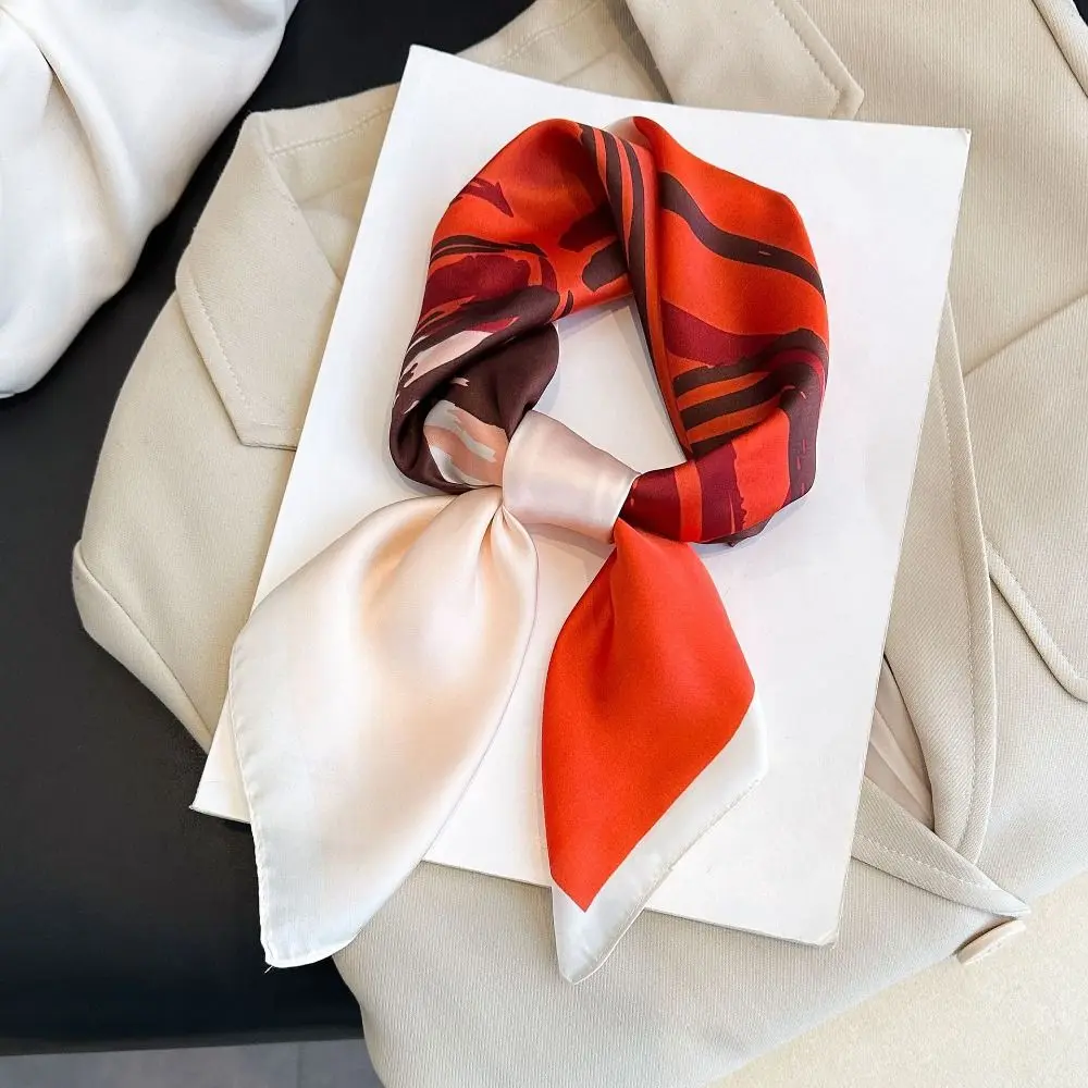 Elegant Polyester Lily Scarves Wrap Square 70x70cm Women Satin Hijab Versatile Neckerchief Women Fashion