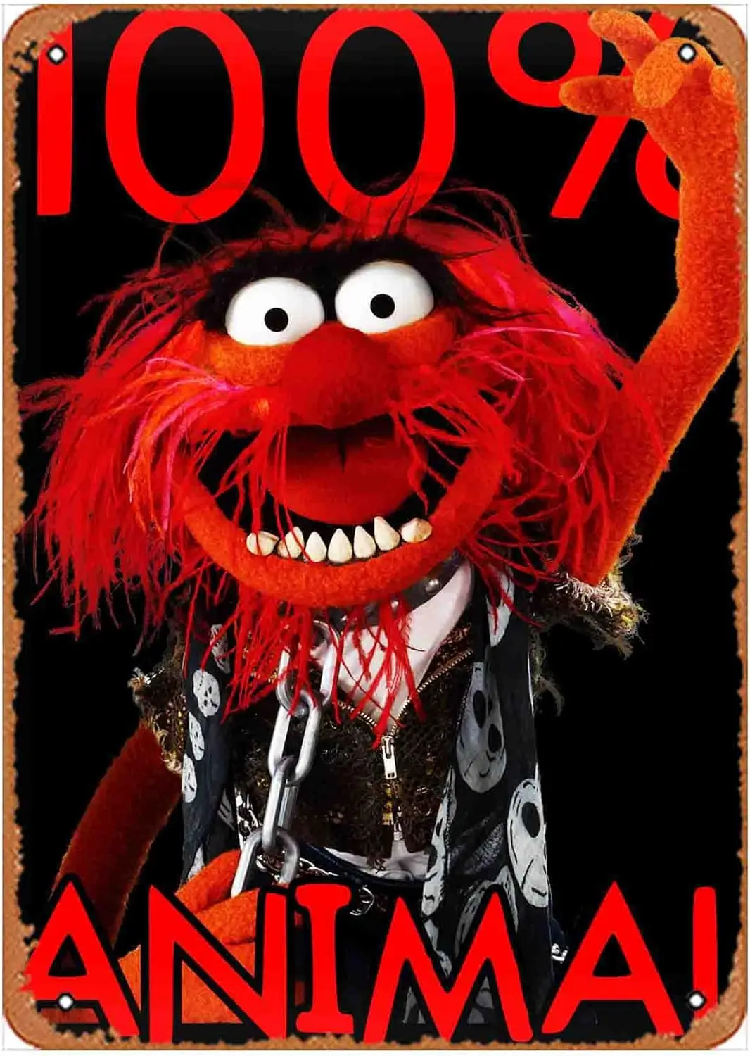 1p,Wall Decor Sign - Funny Muppets 100 Percent Animal Poster Metal Signage Vintage Wall Decor , Retro