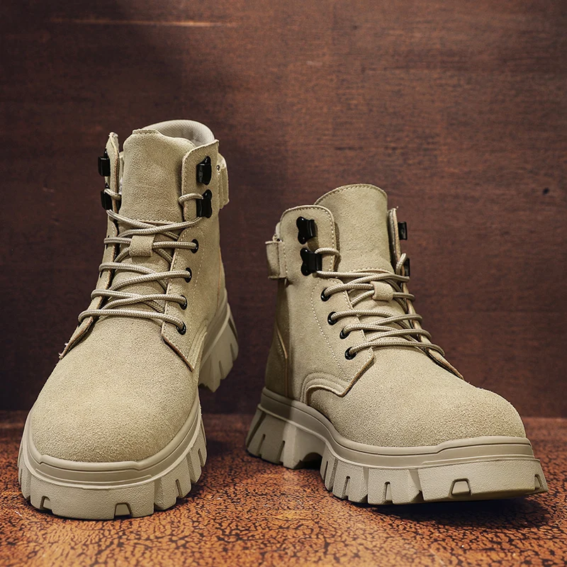 

Popular Autumn Winter Fashion Thick Soled Motorcycle Boots Frosted Breathable Comfortable Personalized Outdoor Leisure Boots