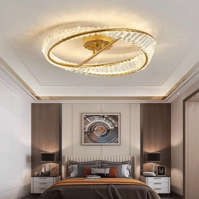 Italian Light Luxury Living Room Crystal Ceiling Lamp Modern Master Bedroom 2023 New Creative Rings Dining Room Led Light Luster