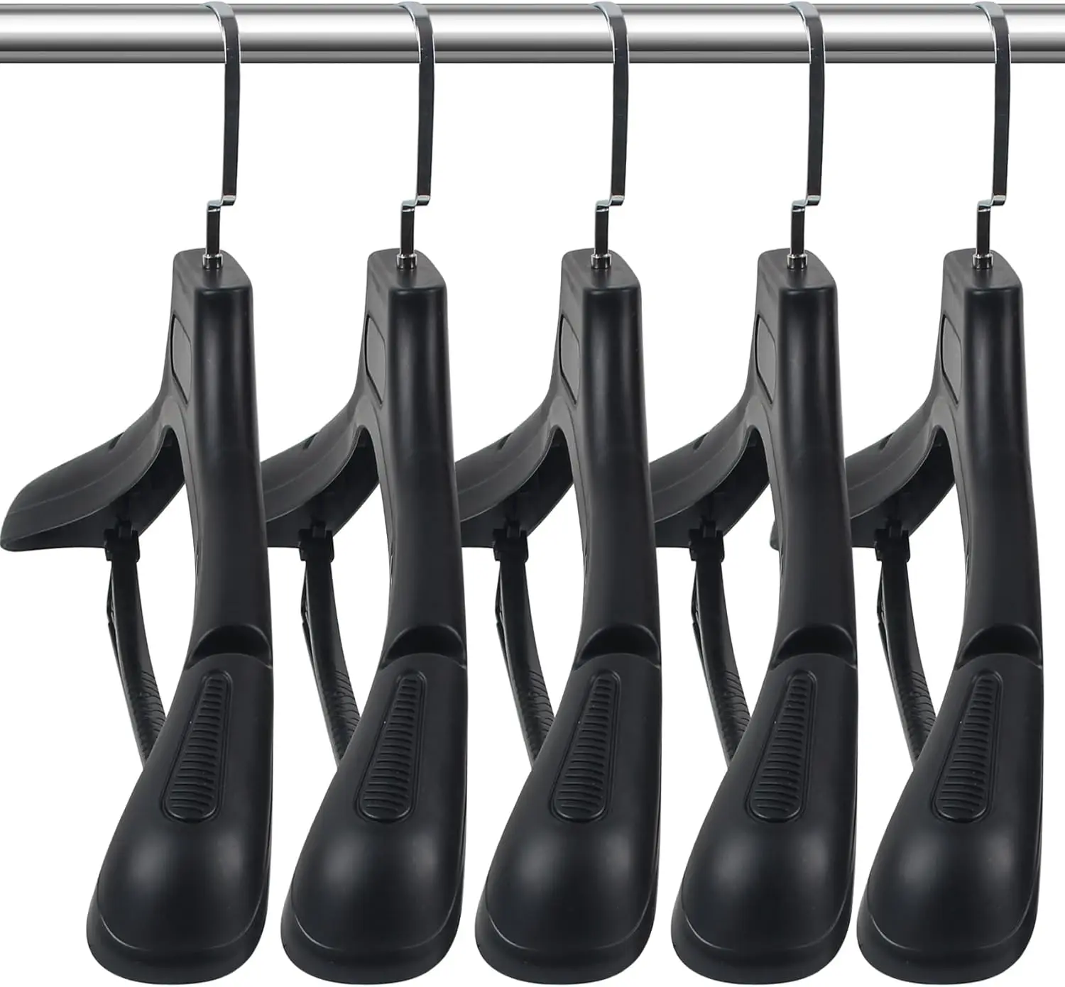 5-20Pcs Plastic Extra Wide Suit Hangers with Pants Bar Black Coat Hangers No Shoulder Bump Non Slip for Thick Sweaters for Men
