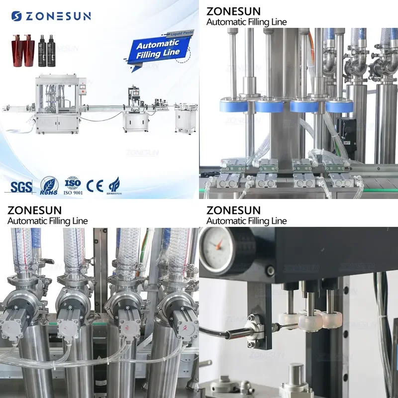 2026 CE ZS-FAL180G1 Automatic 4 Heads Servo Cosmetics Paste Tracking Filling And Capping Machine