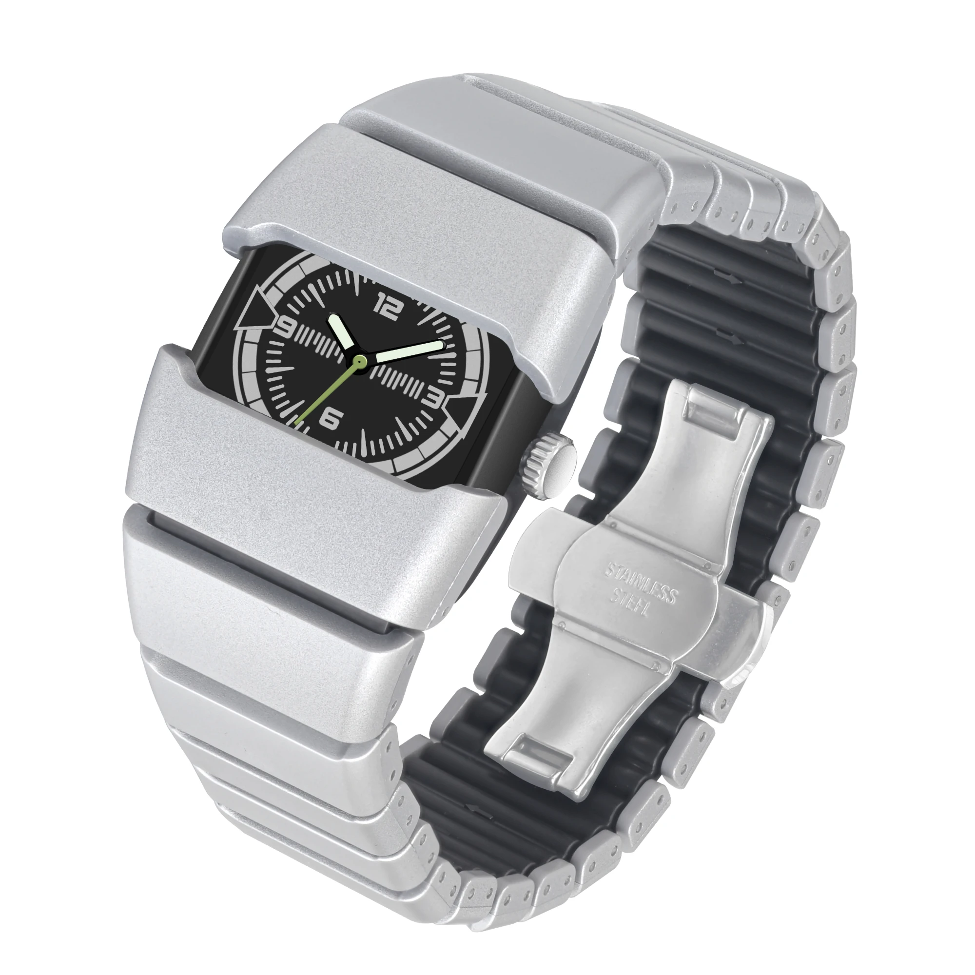 2025 ساعة عصرية بنمط إبداعي بتصميم فريد من نوعه كوارتز ساعة رجالية بنمط رياضي مصنوعة من مادة بلاستيكية