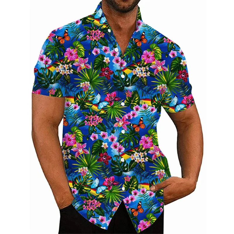 Camisa florida para homens e mulheres, camisa de praia havaiana com estampa 3d, blusa confortável de manga curta, roupa streetwear y2k