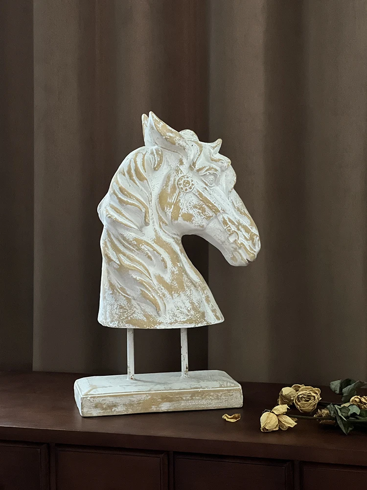 Home Vintage Horsehead Decoration Nordic Minimalist Living Room Studio Desktop Milky White To Do Old Animal Accessories