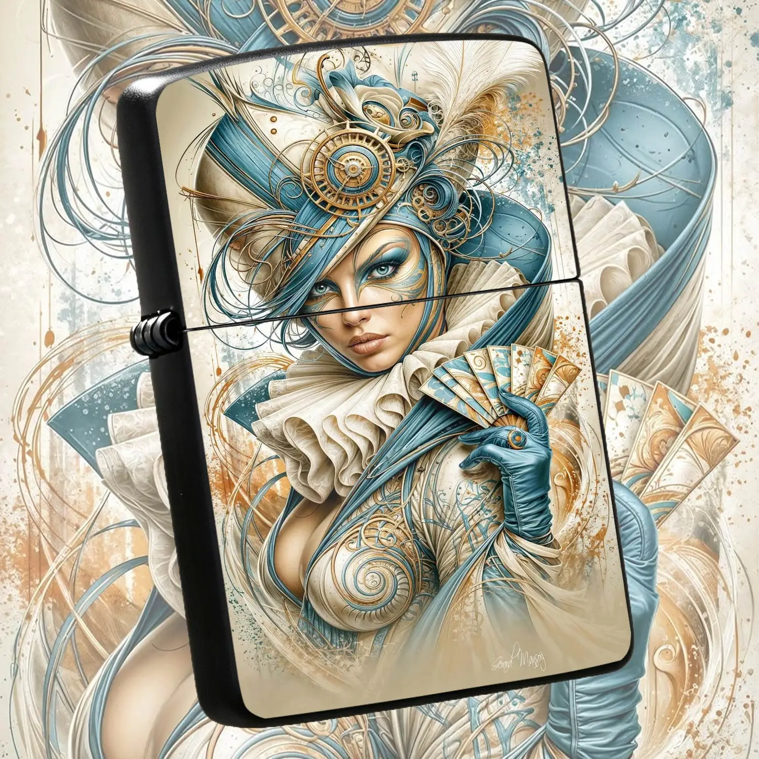 Exquisite Steampunk Tarot Lady Painted Lighter, Retro Art Nouveau Aesthetic Decor, Delicate Ornate Pattern Craft, Suitable For Daily Casual, Party, Gathering And Various Occasions, Unique Stylish Practical Nice Gift For A Humorous And Inter