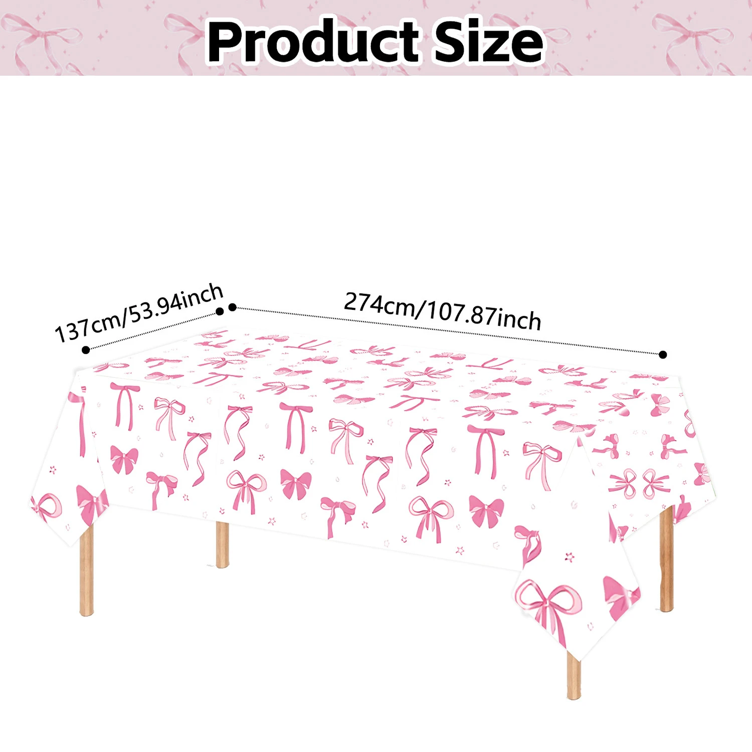 Pink Bow Girls Birthday Decoration Plates Napkins Cups Table Cloth Balloons Banner Cake Decoration Party Supplies Baby Shower view 6