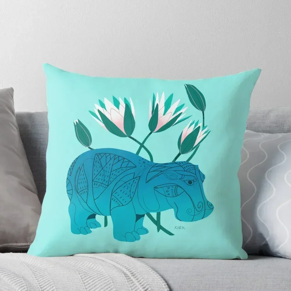 Faience Hippo - Floral Artefacts Throw Pillow covers for pillows bed pillows christmas pillow case pillow cover luxury